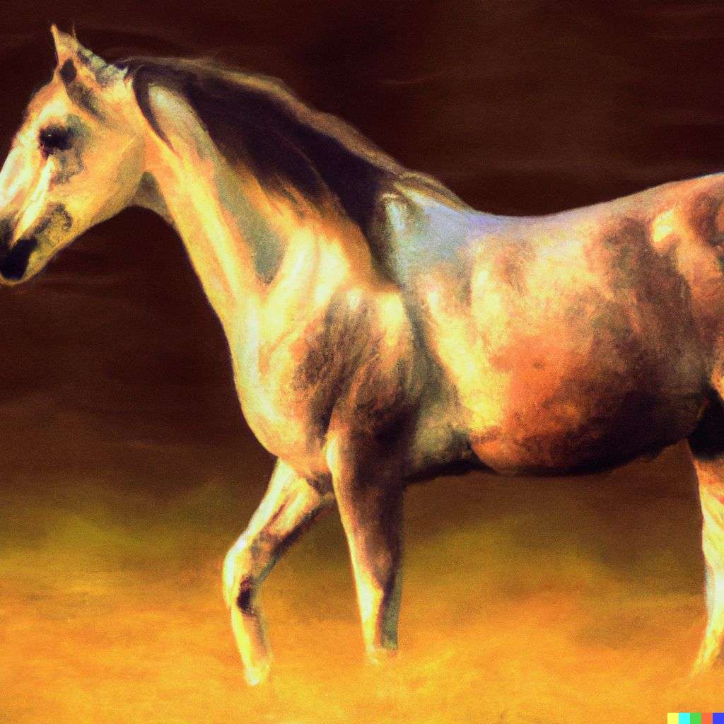 a horse, digital art, faux-3D style